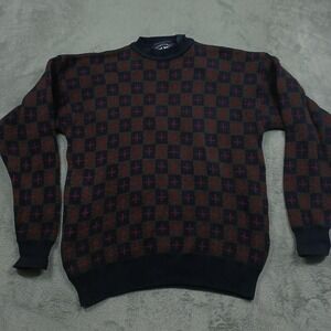 Woods & Gray Sweater Mens Medium Blue Knit Geometric Crew Neck Pullover